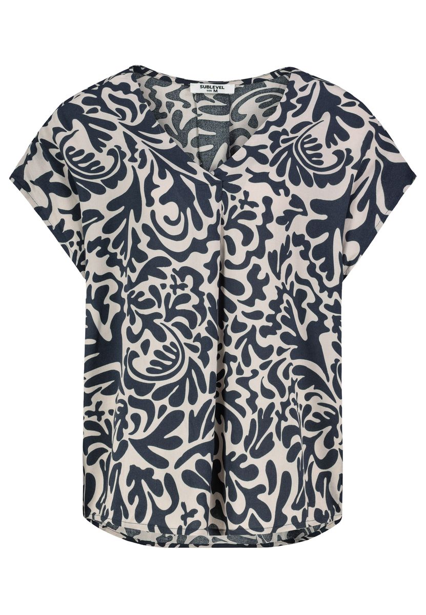 DOB Bluse, V-Ausschnitt mit eingele