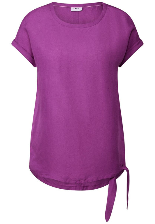 Leinenmix Bluse mit Knoten