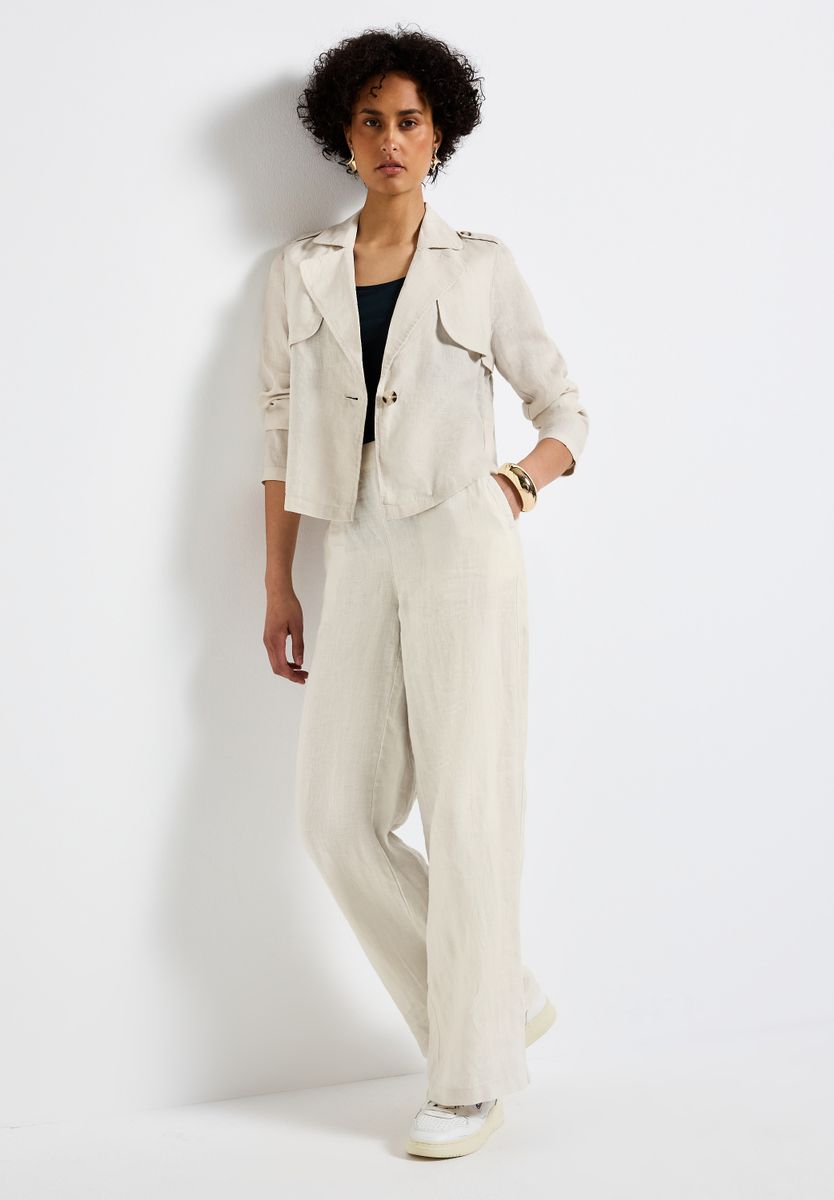 Kurzer Trenchcoat aus Leinen