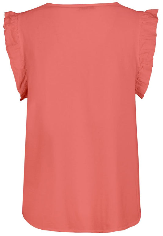 DOB BLUSE Volants am Armloch, V-Aus