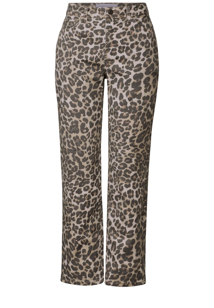 Straight Leg Leo-Look Jeans