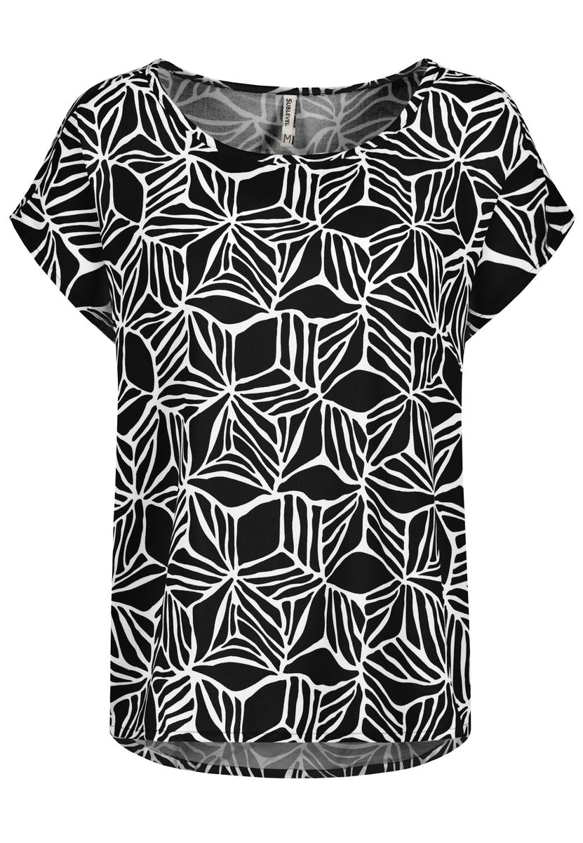DOB Bluse, Rundhals mit Piping, übe