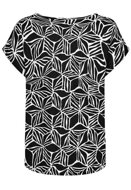 DOB Bluse, Rundhals mit Piping, übe