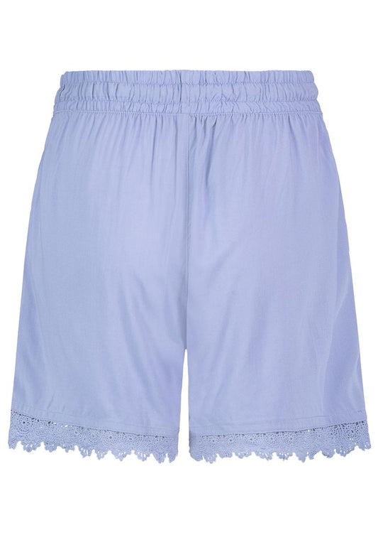 DOB Shorts, elastischer Bund mitBindeband und Tassel, Spitzenborte am Saum, Tascheneingriffe vorne